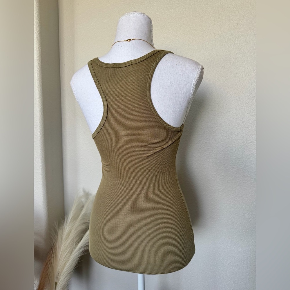 Zenana - Olive Ribbed Razor Back Tank Top - Picture 9 of 12